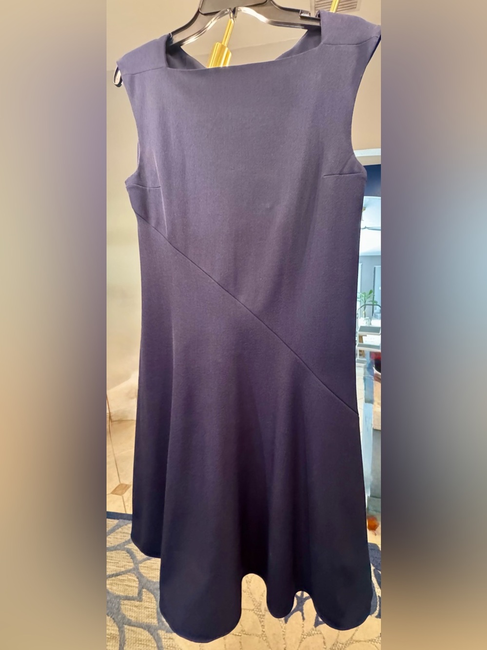 MM Lafleur Navy Sleeveless Scallop-Hem Midi Dress